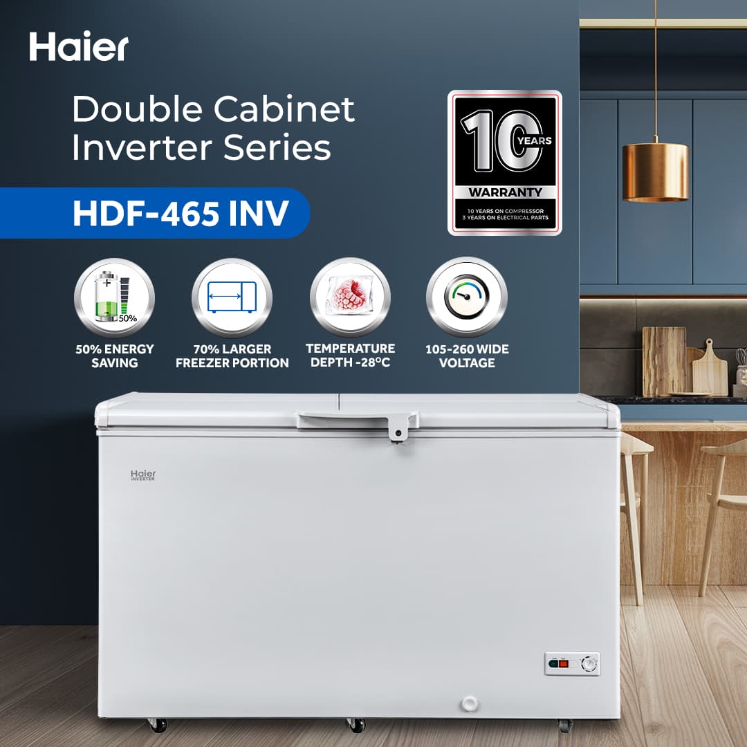 Haier Single Door Series / HDF-465INV Deep Freezer / 10 Years Warranty