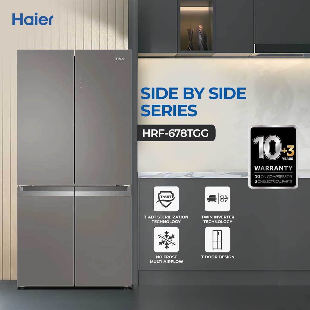 Haier HRF-678TGG Side by Side - T Door - No Frost - Inverter Refrigerator - Brand Warranty