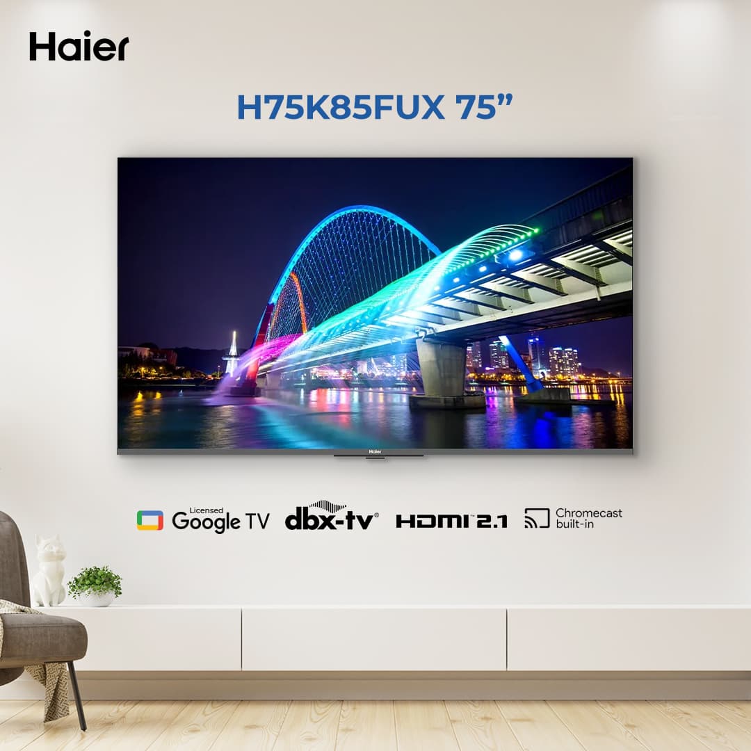 Haier 75 Inch Google LED TV - H75K85FUX - Brand Warranty