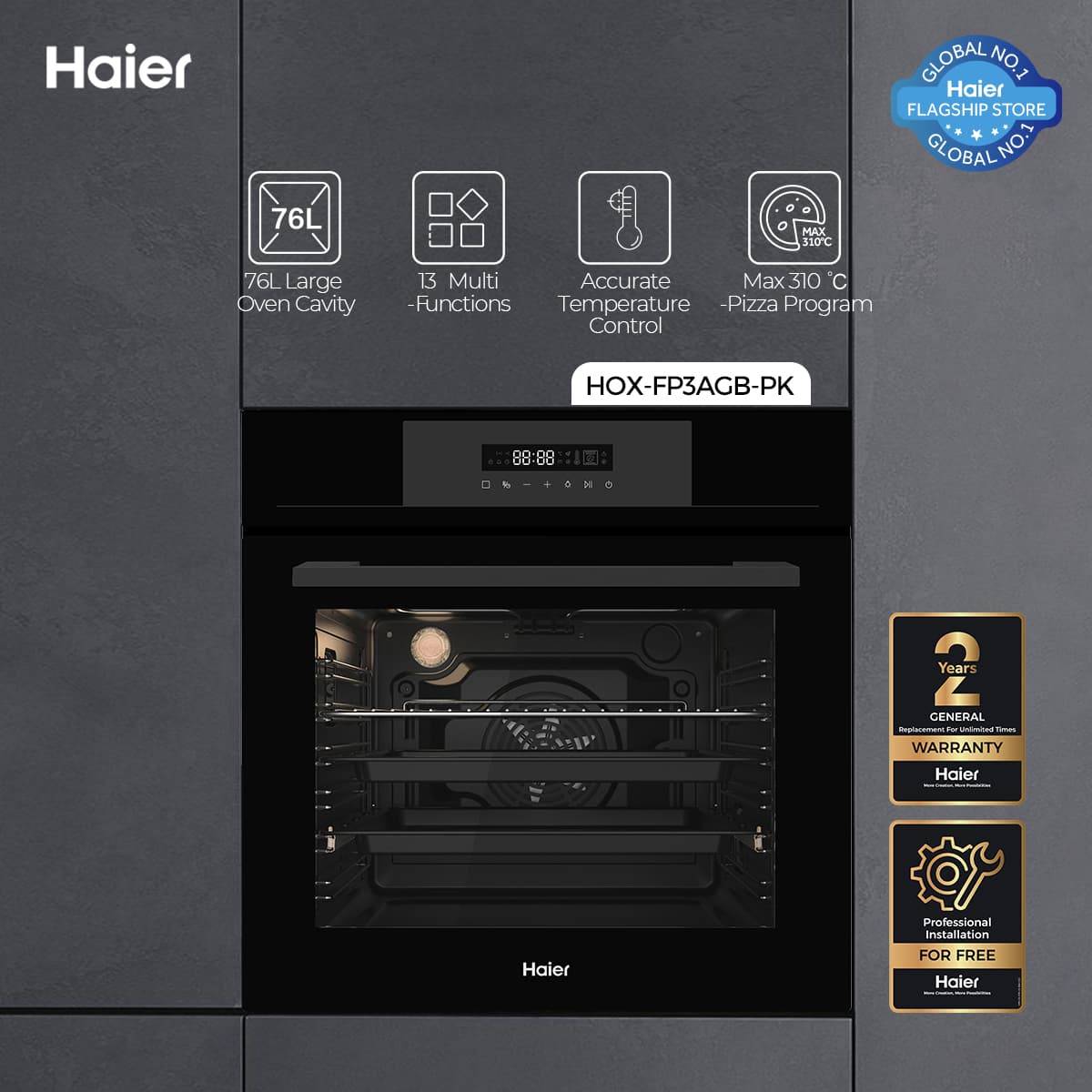 Haier 76L Built-in Oven - HOX-FP3AGB - Haier Warranty