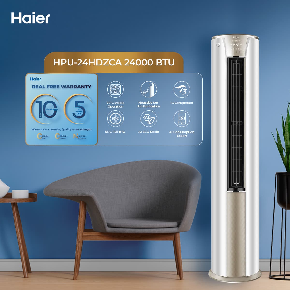 HPU-24HDZCA-T3 Series 2 Ton DC Inverter- (24,000 BTU's)