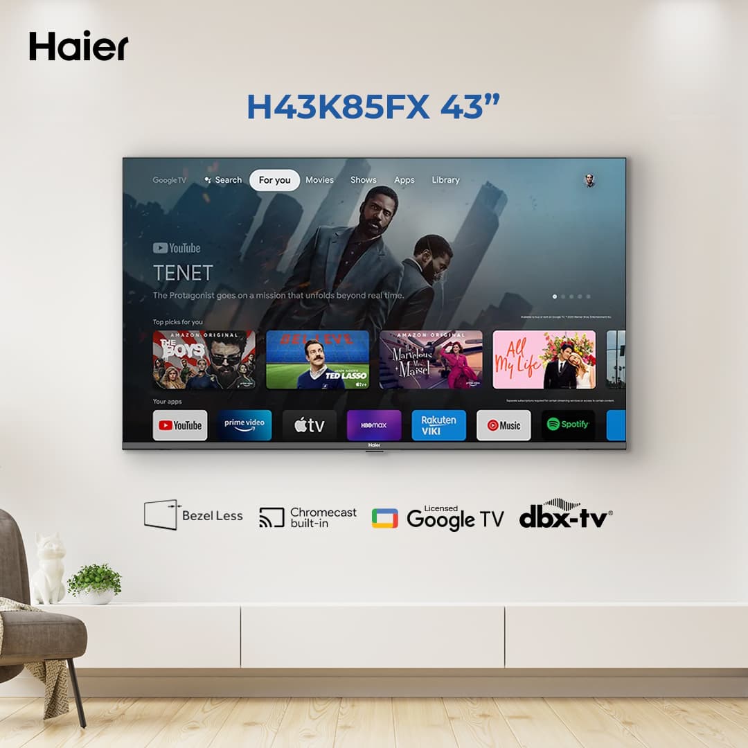 Haier 43 Inch Google LED TV - H43K85FX - Brand Warranty
