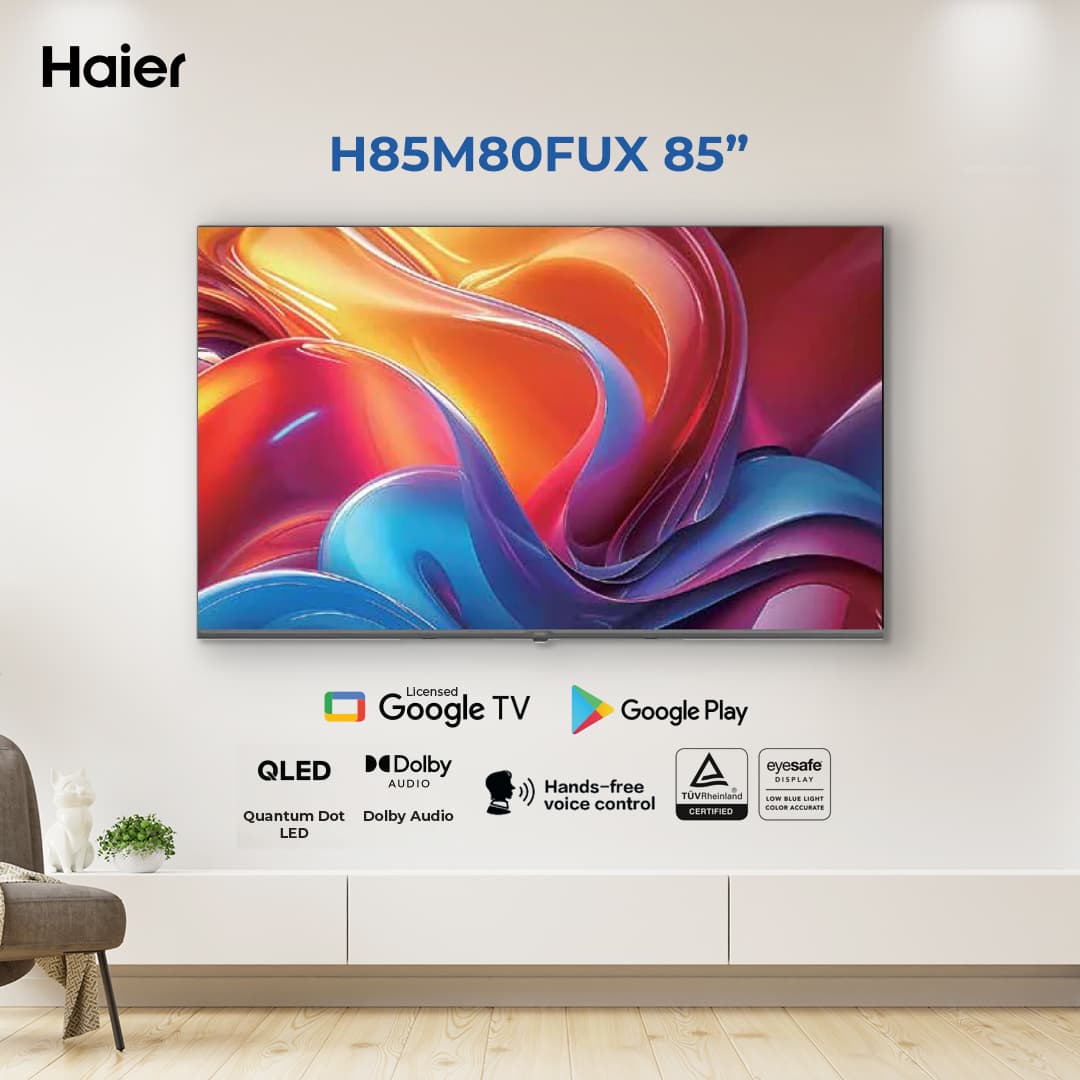 Haier 85 inch H85M80 LED - Google TV - Bezel Less - DBX TV Haier Warranty