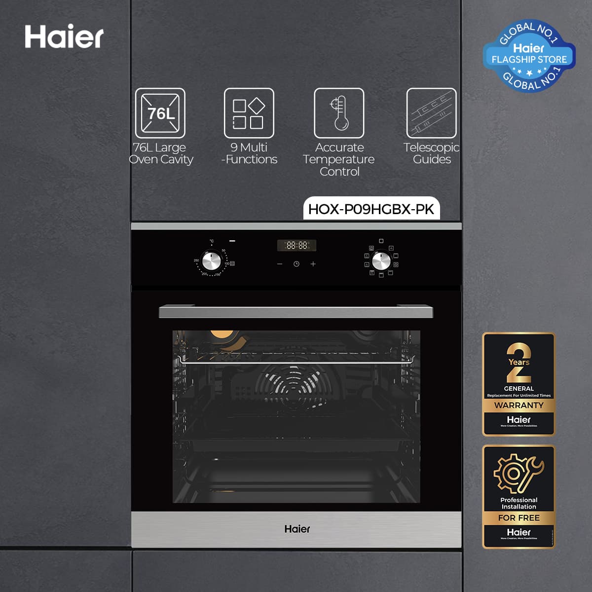 Haier 76L Built-in Oven - HOX-P09HGBX - Haier Warranty