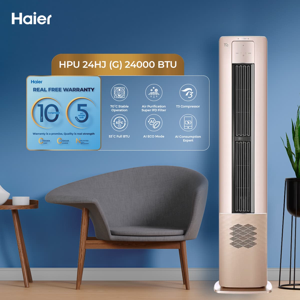 HPU-24 HJ (G) - Floor Standing AC- 24,000 BTU'S- 2 Ton